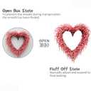 idyllic Heart Valentine Wreath Handmade Red Berry Leaves Heart Shaped Wreath Rustic Twig for Door Decorative 18 Inches Wedding Valentine Decoration