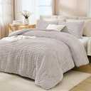 Andency Fleece King Comforter, Linen Grey Comforter Set for King Size Bed, Soft Warm Fluffy Fuzzy Linen Gray Bedding 