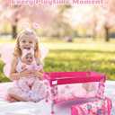 BABESIDE Baby Doll Crib for 18" Reborn Dolls,Baby Doll Bed with Storage Bag, Reborn Babydolls Accessories for Age 3+,Doll Crib Playpen for Kids Age 3+,Pink
