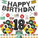18th Birthday Decorations Boys Kit - 49 Pcs New Driver Banner Balloons Swirls Drivers License Caution Traffic Signs Cake Cupcake Decor For Boys Girls 18 Year Old Party Supplies