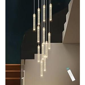 dolria 12-Lights Chandelier LED Dimmable Chandeliers for Entryway Flush Mount Ceiling Pendant Light Fixture Crystal Chandeliers for Living Room Gold Finished Lighting Modern High Ceiling Chandelier