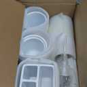 Resin White Bathroom Accessories Set 5 Pcs, Lotion Soap Dispenser, Toothbrush Holder, Bathroom Tumbler, Qtip Holder and Vanity Tray, Bathroom Countertop Organizer Set for Modern Home Apartment