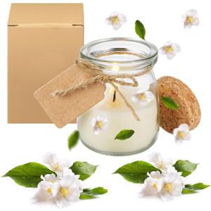MTLEE 25 Pcs Wedding Jar Candles for Guests Wedding Candle Gift Natural Wax Candles with DIY Tag Cards for Bridesmaid Baby Shower Party Favors Home Supply Decor, Scents of Jasmine