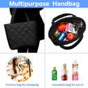CAMTOP Lunch Box for Women Girls Insulated Cute Lunch Tote Bag Lunchbox Cooler Bag for Work Travel Picnic (Quilted-Black)