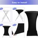 HolidayIdeas Cocktail Table Covers, 2 Pack - Fitted Stretch Spandex Square Corners Cocktail Tablecloths,High Top Table Cloths (Black, Fit for 30"-32" Diameter x 43" Height Tables)