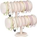 Wenqik 2 Pcs T Bar Headband Holder Velvet Headband Rack Organizer Hairband Earring Display Stand for Girls Women(Beige)