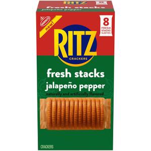 RITZ Fresh Stacks Jalapeno Pepper Crackers, Travel Snacks, 11.8 oz (8 Multi Snack Packs) (EXP 08/14/26)