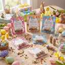 Qinyoung 24 Set Easter Candy Bottle Craft Kit DIY Bunny Bait Set with Cards Glass Bottles OPP Self-Adhesive Bag for Easter Basket Stuffers Egg Hunt Fillers Party Supplies Exchange Gifts Bulk