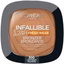 L'Oreal Paris Infallible Up to 24H Fresh Wear Soft Matte Longwear Bronzer. Waterproof, heatproof, Transfer, humidity and sweatproof, Light Medium, 0.31 oz
