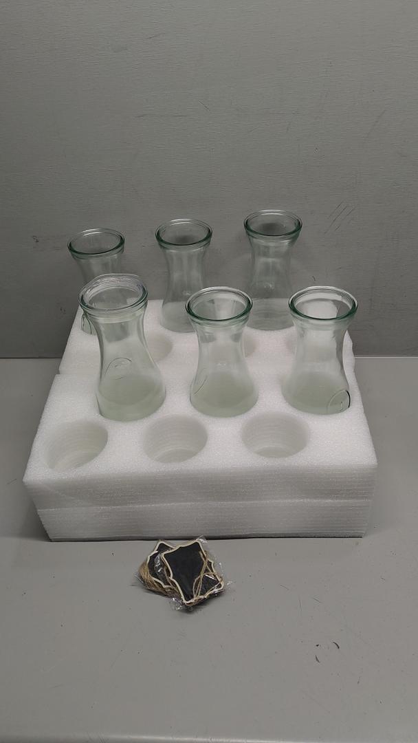 Set of 6 Glass Carafe with Lid, 1 Liter Beverage Serveware Carafe, Clear Glass Pitcher for Mimosa Bar, Brunch, Cold Water, Juice, Milk, Iced Tea, Lemonade