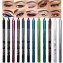 evpct 12Pcs Green Blue White Black Brown Purple Color Gel Glitter Eyeliner Pencils Set for Women Waterline Waterproof Smudge Proof lapiz de ojos delineador de ojos contra el agua Eye Liner Makeup 1