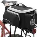 Sunpeak Bike Rear Rack Bag Waterproof Ebike Mountain Bicycle Saddle Bag 12L Cycling Pannier Trunk with Reflector & Shoulder Strap for Commuter Travel Outdoor