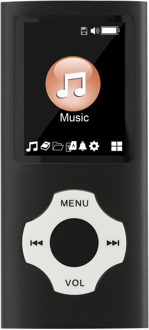 MP3 Player is a Portable Music Player with a 32GB Micro sd Card,1.8-inch Screen,with FM Radio,Record,E-Book,Picture,Video,Suitable for Work and Sports,Suitable for Kids.