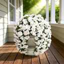 Fake Hibiscus Artificial Hanging Flowers Plants for Outdoors Decoration, 2pcs Silk Hibiscus Vines Realistic UV Resistant White Faux Flowers for Outside Planter Porch Patio Yard Home Party