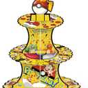 For Pokemon Themed Party Supplies and Decorations, a Three-Tiered Cupcake Stand, a Display Stand for Birthday Desserts and Cakes, which is Suitable for Cute-Style Birthday Decorations.