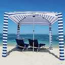 CoolCabana Beach Shade Tent - Easy Setup, UPF 50+ Protection, Large & Medium Sizes, Compact & Wind Resistant - Beach Cabana for The Whole Family - Navy Stripes, Medium