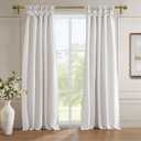 Madison Park Emilia Faux Silk Total Blackout Single Curtain with Privacy Lining, DIY Twist Tab Top, Window Drape for Living Room, Bedroom and Dorm, 84"L x 50"W, White