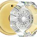 Privacy Crystal Glass Door Knobs Interior with Lock, Modern Octagon Door Knobs for Bedroom/Bathroom, Gold/Polished Brass