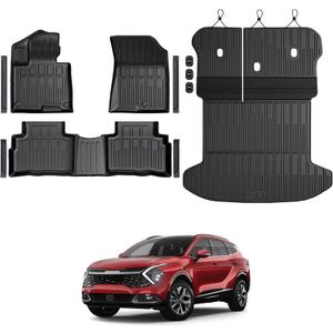 Floor Mats for Kia Sportage Gas 2023-2026, All Weather Floor Mats Trunk Cargo Liner with Backrest Protectors Accessories, Full Coverage Set (Not fit Hybrid)