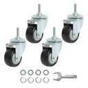 Finnhomy Stem Caster Wheels 2 Inch Heavy Duty Threaded Swivel Casters 1/4" - 20 x 1 Set of 4 for Wire Shelve Wheels P Anti-wear Smooth Casters, Black