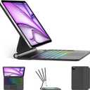 BORIYUAN Magic Keyboard Case for iPad Air 13 (M3 2025, M2 2024) and iPad Pro 12.9 (6th/5th/4th/3rd Gen), Magnetic Keyboard Case with Trackpad, Floating Cantilever Stand, Rainbow Backlit