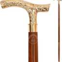 Vintage Brass Walking Stick Handmade Wooden Cane with Solid Brass Handle Antique Style Collectible Walking Cane for Men, Women & Seniors Unique Gift Idea