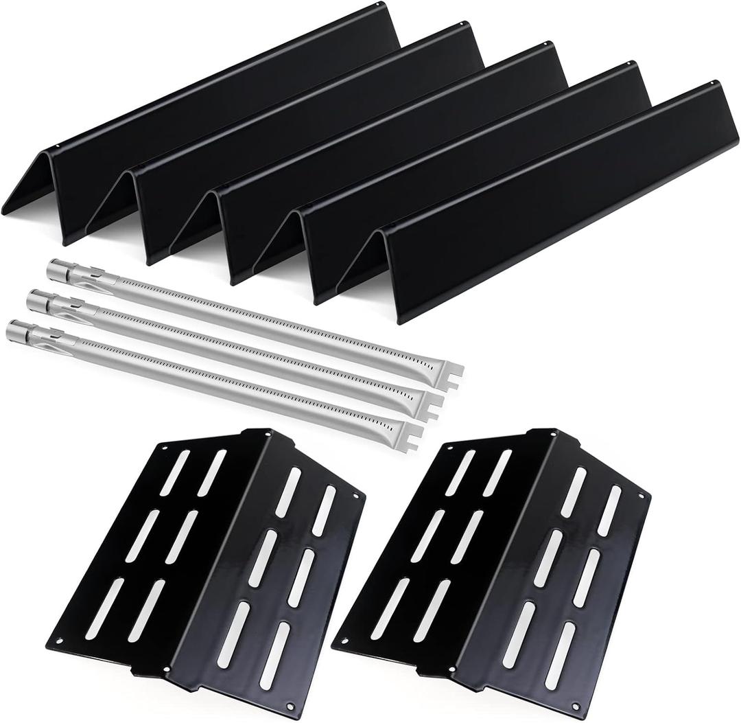 Grill Parts 7620 Flavorizer Bars for Weber Genesis E310 E320 E330 S310 S320 S330 EP310 EP330 with Porcelain-Enameled 62756 Heat Deflector 3pcs 62752 Burner Tubes for Weber Genesis 300 Series