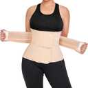 QEESMEI Postpartum Belly Band Abdominal Binder Post Surgery C-section Belly Binder Wrap Girdle Recovery Belt Back Support (Nude, Large)