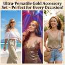 JATEBI 11Pcs 70s Disco Accessories for Women Disco Costume Accessory Set Coil Bracelet Rings Earrings 70s Sunglasses Layered Necklace Sequin Head Chain Face Tattoo Stickers for Party Cosplay