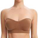 Gnowann Strapless Bras for Women Non-Slip Silicone Bandeau Bralette Seamless Wireless Strapless Bra Padded Tube Top (X-Large, Coffe)