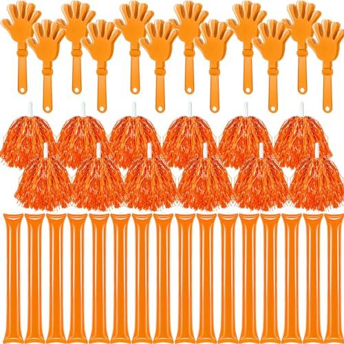 cssopenss 40 Pcs Orange Hand Clappers and orange Thunder Sticks orange Pom Poms cheerleading Noise Makers for Sporting Events Football Games School Team Spirit Items Party Favors Dance