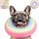 Inflatable Dog Cone Collar Alternative After Surgery, Soft Donut Neck Cone for Beagle Dachshund Medium Dogs, etc, Comfortable Protective E Collar Recovery Cone Not Block Vision (Rainbow)