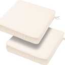 18x18x3 Inch Outdoor Square Corner Chair Cushions with Ties Set of 2, Water&Fade Resistant Thick Seat Cushion Pads for Garden Patio Dining Porch Furniture - Cream Ivory