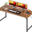 Huuger Computer Desk, 55 Inch Home Office Desk, Gaming Writing Work from Home Study Desk, Large Legroom, Sturdy Metal Frame, Modern Simple, Rustic Brown, 54inch