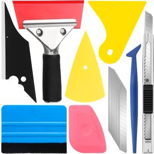 DIYSELF 18 Pcs Window Tint Kit, Vinyl Wrap Tool Kit - Professional Window Tint Tools & Squeegee for Vinyl - Complete Car Wrap Kit for Car Wrap, Stained Glass Window Film, Wallpaper, Water Blades Tool