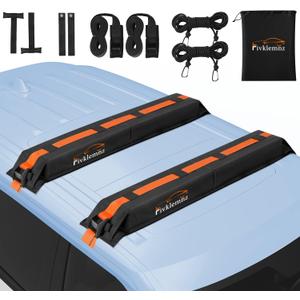 Soft Roof Rack Pads, Universal Car Rooftop Luggage Carrier Capacity Load 176lb, for Kayak, Surfboard, SUP, Canoe, with Tie Down Strap, PP Rope, Quick Loop Strap and Storage Bag
