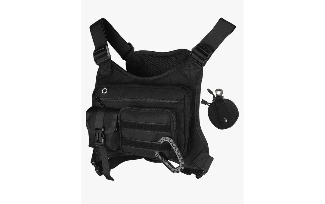 Outdoor Chest Pack for Men Women, 900D Oxford Durable Chest Bag With Detachable Mini Coin Pouch, for Hiking Camping Running Cycling Gym (Black)