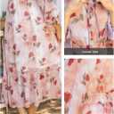 Sunny Spirit Women's Floral Boho Midi Dress 2025 Spring Fall Long Sleeve V Neck Chiffon A-Line Flowy Party Dresses (S)