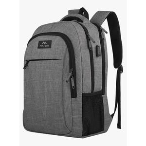 MATEIN Travel Laptop Backpack, Business Anti Theft Slim Sturdy Laptops Backpack with USB Charging Port, Water Resistant College School Computer Bag Gift for Men & Women Fits 18 Inch Notebook, Grey