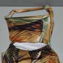 OYOANGLE Women's Tie Dye Graphic Mini Dress Sexy Sleeveless Draped Plunge Halter Bodycon Dresses Green Multicolor Large