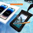 2 x IPX8 Floating Waterproof Dry Bag 2-Pack, 7.2 Inch Waterproof Phone Pouch for iPhone 16/15/14 Pro Max Galaxy S24/S23 Adjustable Lanyard + wrist strap Beach Swimming Travel Essentials Black