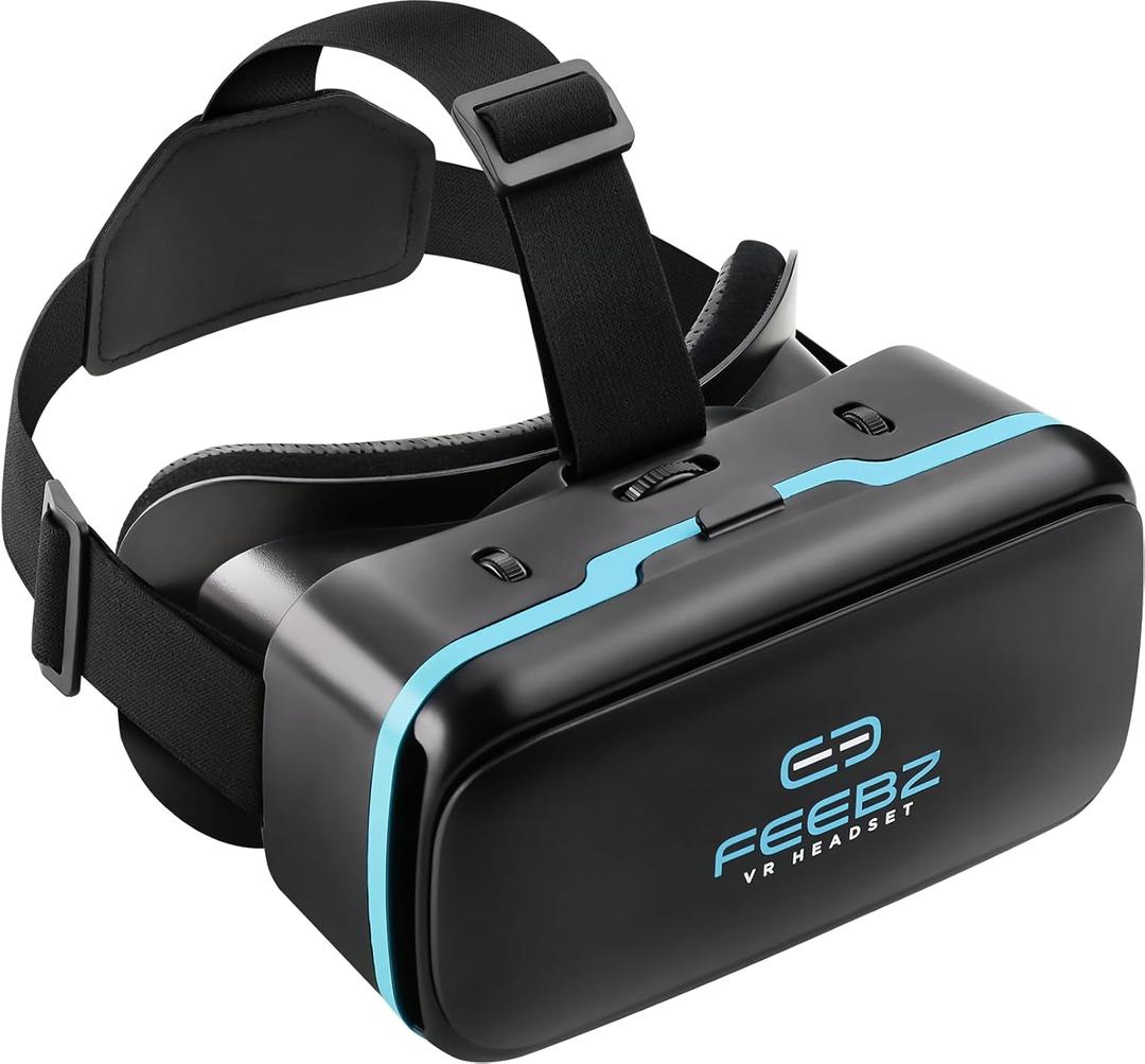 VR Headset for iPhone & Android 1.0 - for Kids | with Links to 3D VR Videos + VR Games for Android | Virtual Reality Goggles Set for Phones 4.5"-6.5" (Blue)