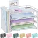 Spacrea Desk Organizers and Accessories, Paper Organizer for Desk with File organizer, Desk Accessories & Workspace Organizers for Office Supplies (White)