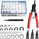 870Pcs Alloy Steel M4-M28 C-Clip External Circlip Snap Rings and 1.5mm-10mm E-Clip Retaining Rings with Snap Ring Pliers for Automobiles Motorcycle Lawnmowers Electrical Appliances