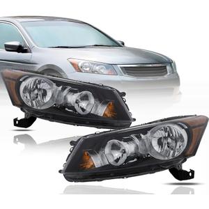 Headlight Assembly with Bulbs Replacement for Honda Accord 2008-2012 CAPA Certified Halogen Headlamps Left & Right Sides, HO2502130, HO2503130