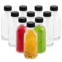 Rionisor 4OZ Small Glass Bottles with Lids and Funnels, 120ml Boston Round Glass Bottles, Leak Proof Mini Travel Bottle, Perfect for Diy Essential Oils, Hot Sauce and Juices, 10 Pack Clear No Lid