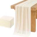 Ling's Moment 6-Pack 10ft Ivory Sheer Chiffon-Like Table Runner with Silver Sparkle Beige Table Decor for Wedding Rustic Boho Shower Party(Ivory, Set of 6)