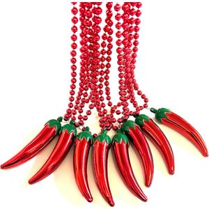14 Pcs Chili Pepper Bead Mexico Fiesta Red Pepper Party Gift Beads Chili Themed Party Decorations Mardi Gras Beads Party Supplies