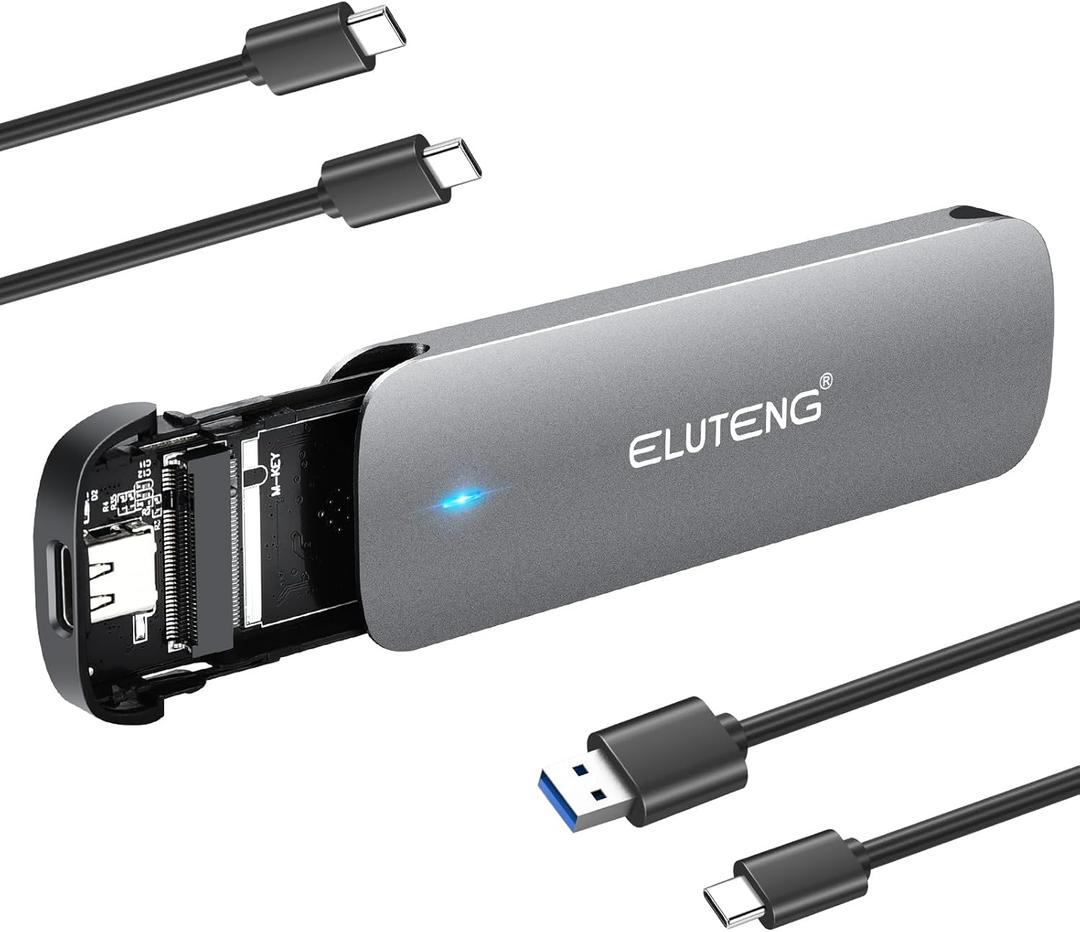 ELUTENG M.2 SSD Enclosure NVME SATA Dual Protocol SSD to USB Adapter Aluminum USB C 3.2 Gen 2 10Gbps PCIe M and B&M Keys External Solid State Drive Case Max 4TB for 2230/ 2242/ 2260/ 2280 SSDs