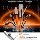 chubbycable StandLite Pro 90 240W Fast Charge Cable with Invisible Stand & Phone Case Friendly Right Angle USB C Cable Braided Charging Cord, Orange, Type-C to Type-C, 8.2FT